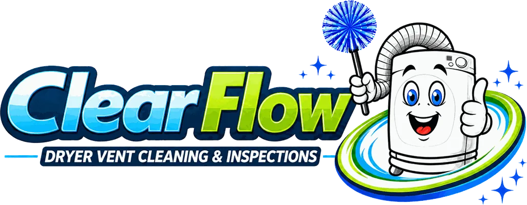 ClearFlow Dryer Vent Cleaning Mascot Logo